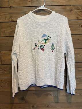 Vintage Cabela's Women's Medium White Christmas Snowman Sweater